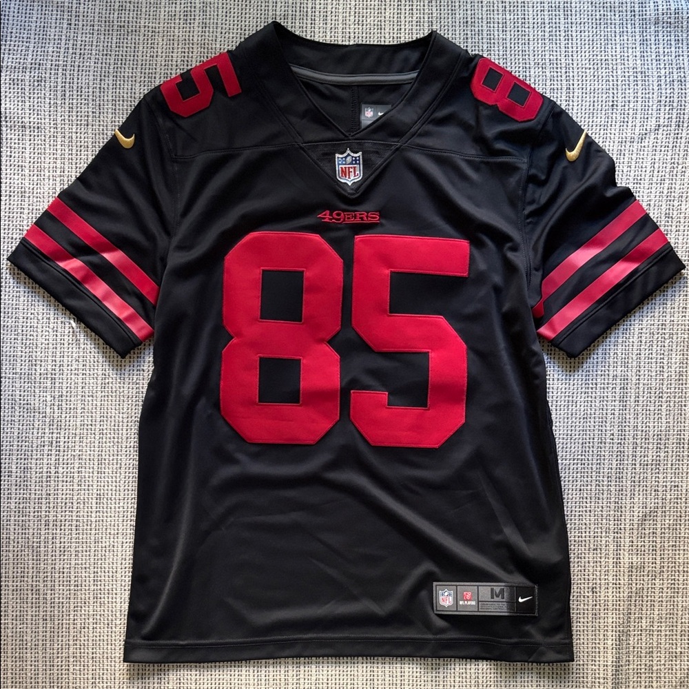 Nike Black and Red Sports Jersey Kittle 49ers